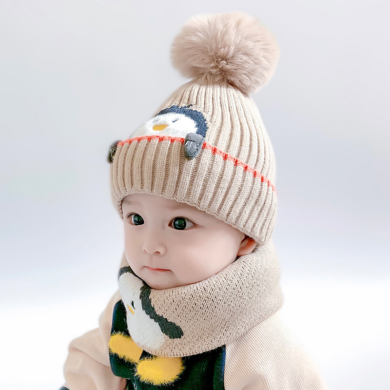 Vaikų megztų kepurių ir šalikų komplektas (medvilnė; dryžių raštas; dviejų dalių komplektas; vaikams; žiemai)