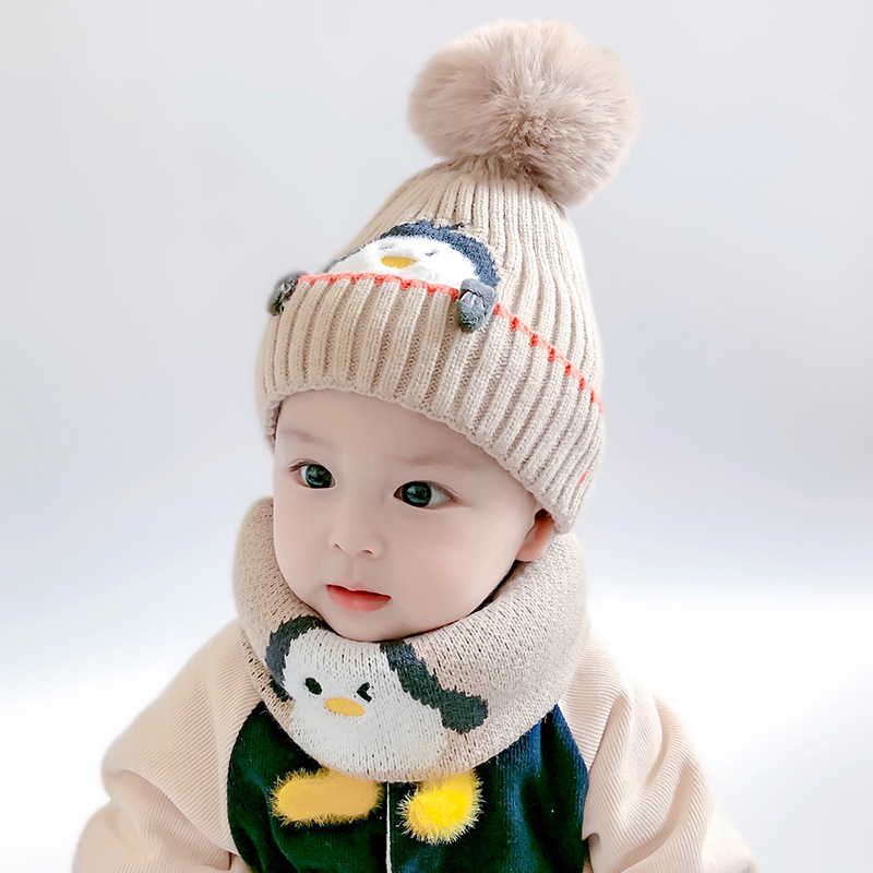 Vaikų megztų kepurių ir šalikų komplektas (medvilnė; dryžių raštas; dviejų dalių komplektas; vaikams; žiemai)