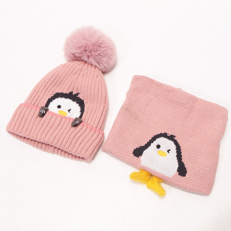 Vaikų megztų kepurių ir šalikų komplektas (medvilnė; dryžių raštas; dviejų dalių komplektas; vaikams; žiemai)