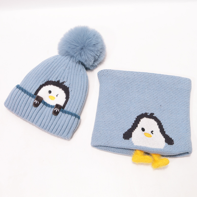 Vaikų megztų kepurių ir šalikų komplektas (medvilnė; dryžių raštas; dviejų dalių komplektas; vaikams; žiemai)