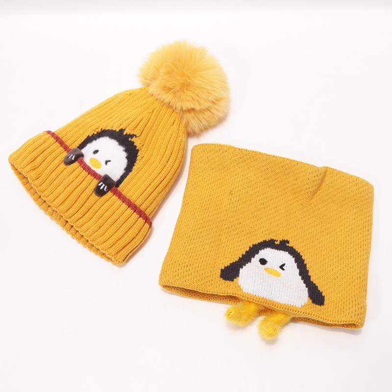 Vaikų megztų kepurių ir šalikų komplektas (medvilnė; dryžių raštas; dviejų dalių komplektas; vaikams; žiemai)