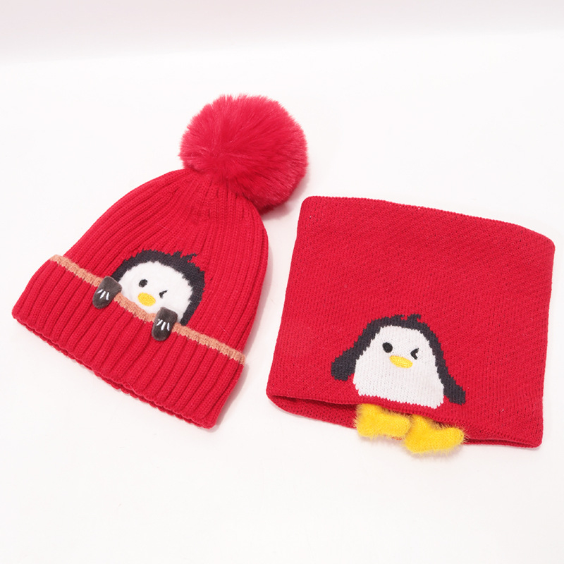 Vaikų megztų kepurių ir šalikų komplektas (medvilnė; dryžių raštas; dviejų dalių komplektas; vaikams; žiemai)
