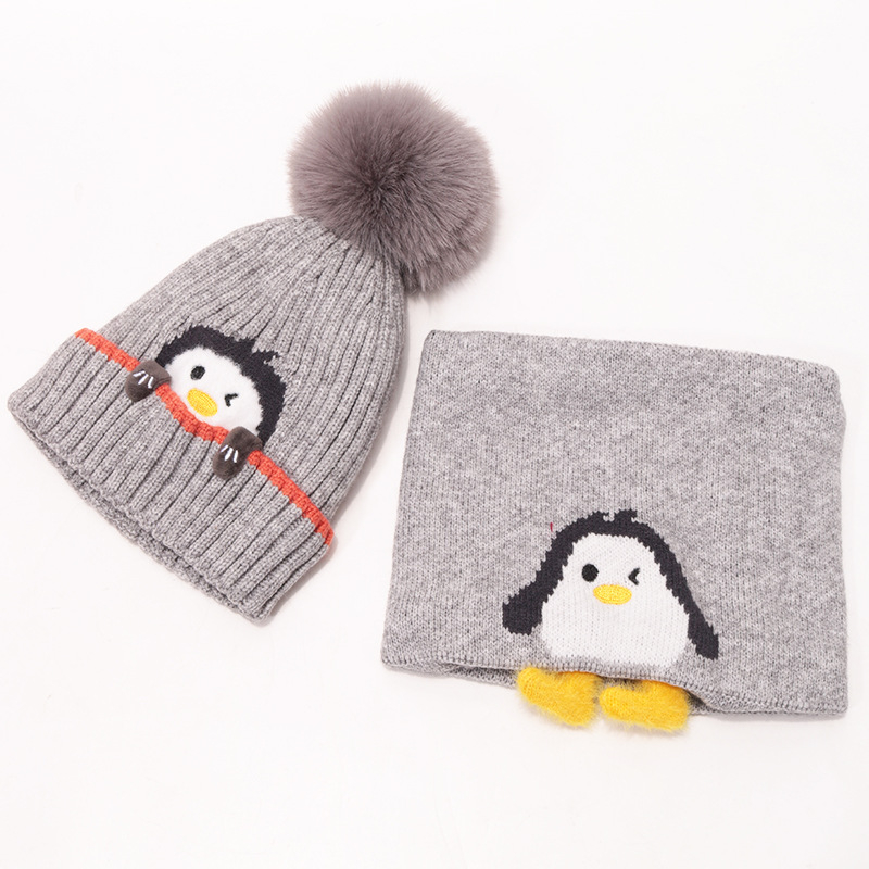 Vaikų megztų kepurių ir šalikų komplektas (medvilnė; dryžių raštas; dviejų dalių komplektas; vaikams; žiemai)