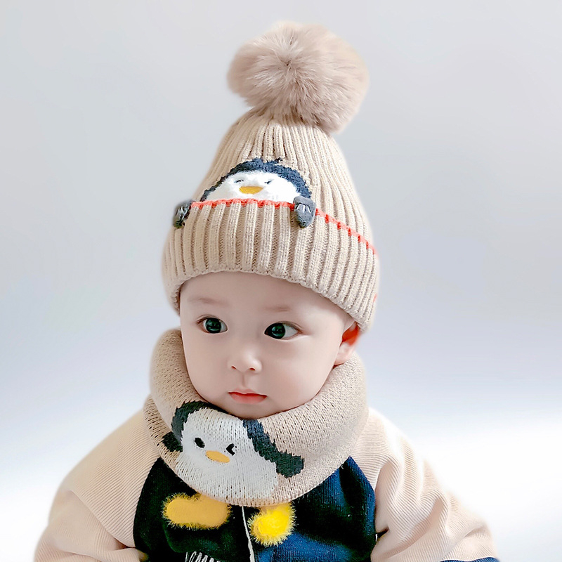 Vaikų megztų kepurių ir šalikų komplektas (medvilnė; dryžių raštas; dviejų dalių komplektas; vaikams; žiemai)