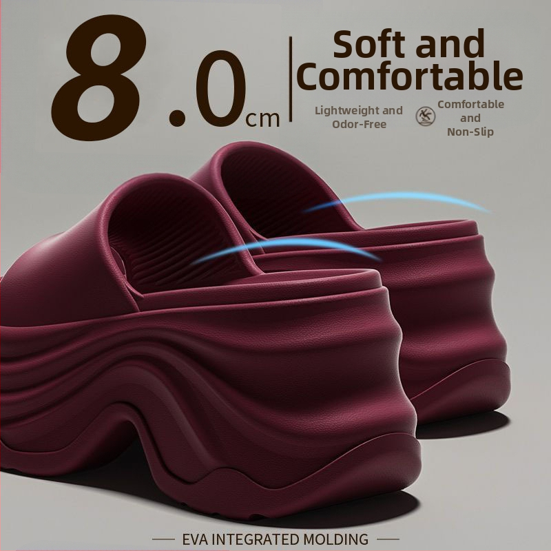 Sieviešu flip-flop sandales ar 8 cm bieza padu, klinveida papēdis 3–6 cm, EVA augšdaļa/iekšējā daļa/pamata, vasaras brīvs stils