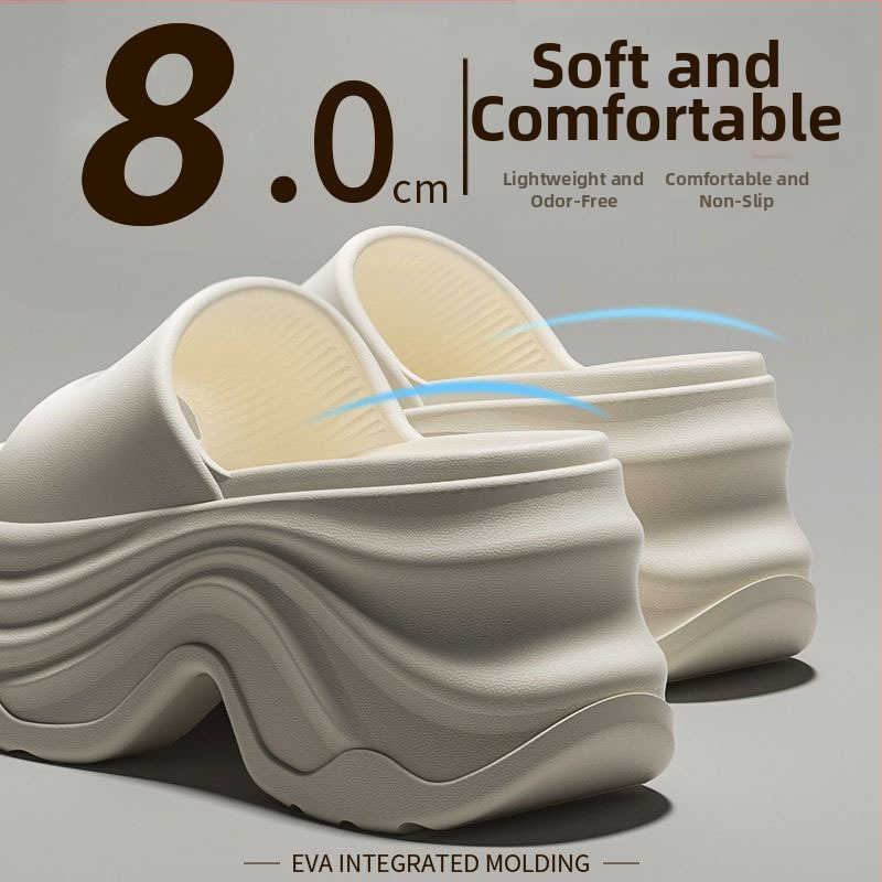 Sieviešu flip-flop sandales ar 8 cm bieza padu, klinveida papēdis 3–6 cm, EVA augšdaļa/iekšējā daļa/pamata, vasaras brīvs stils