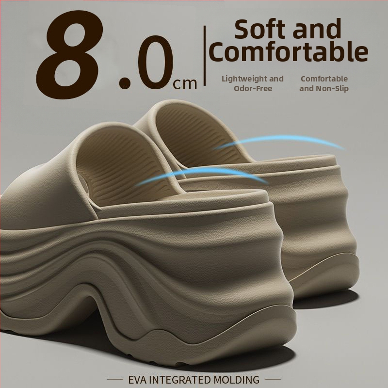 Sieviešu flip-flop sandales ar 8 cm bieza padu, klinveida papēdis 3–6 cm, EVA augšdaļa/iekšējā daļa/pamata, vasaras brīvs stils