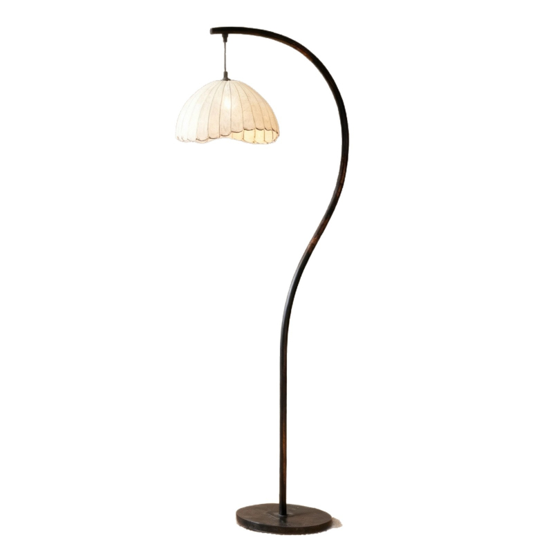 Lampă de podea în stil antic-retro, corp din fier, abajur din țesătură, LED, 220V, 1 sursă de lumină, rază de acoperire 10–15 m²