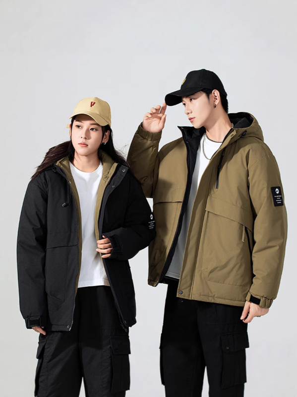 Pánska kapucňová hrubá polyestrová bunda so zapínaním na zips, 100% polyester, jeseň 2025, každodenný mladistvý štýl