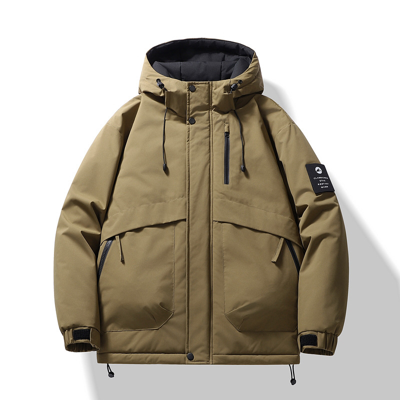 Pánska kapucňová hrubá polyestrová bunda so zapínaním na zips, 100% polyester, jeseň 2025, každodenný mladistvý štýl