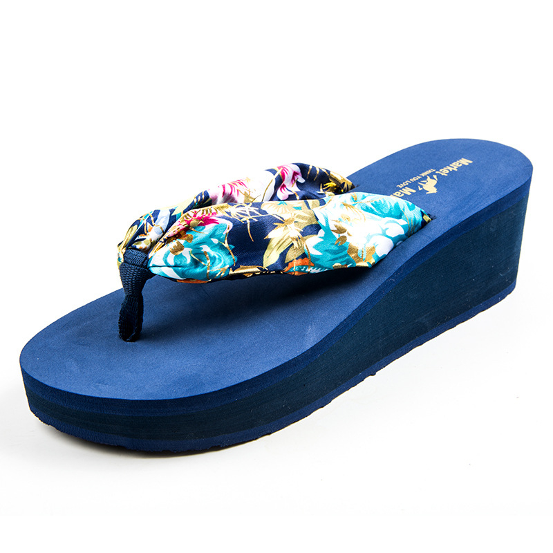 Női vastag talpú flip-flopok, bohem stílusú platformos csúszásmentes strandcipők, kopásállóak