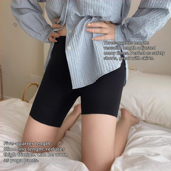 Moterų saugos kelnaitės su aukštu juosmeniu, be siūlių, anti-ekspozicija, nailonas, vienoje dalyje leggings ir šortai