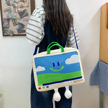 Geantă pentru laptop - material Oxford, căptușeală poliester, stil desen animat copilăresc, model animal, unisex