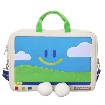 Geantă pentru laptop - material Oxford, căptușeală poliester, stil desen animat copilăresc, model animal, unisex