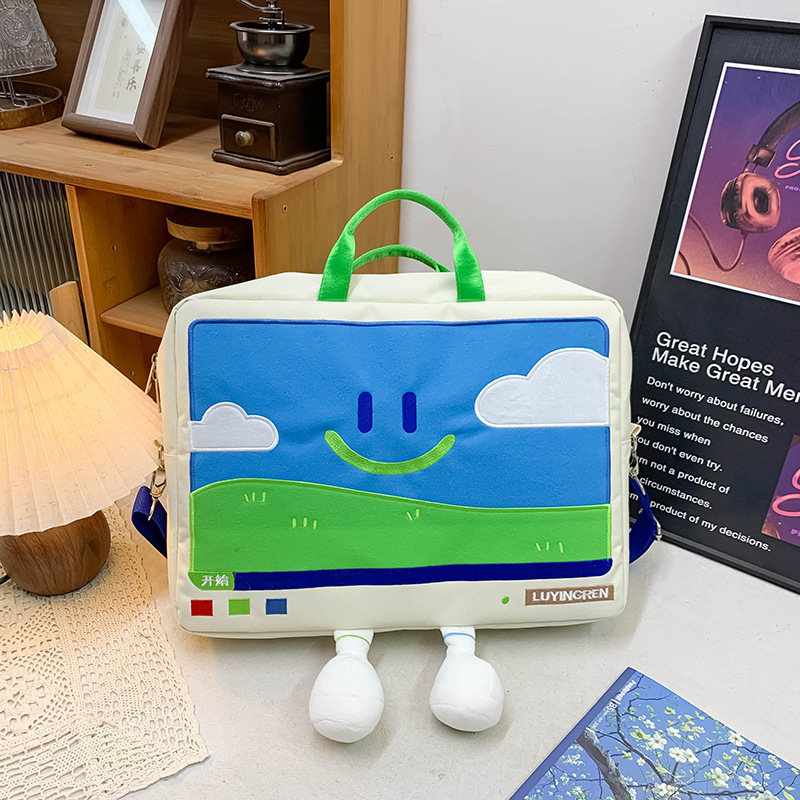 Geantă pentru laptop - material Oxford, căptușeală poliester, stil desen animat copilăresc, model animal, unisex