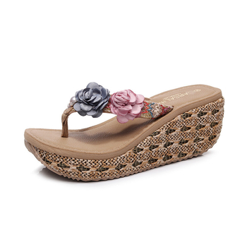 Yang xiuer Naistele salmių gėlių platformos sandalid, kummist tald, suvi 2022