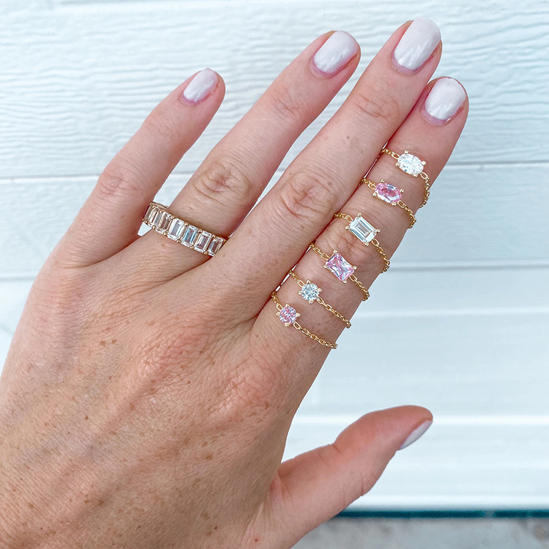 Romad S925 sidabras atviras reguliuojamas žiedas su cirkono įdėklu – geometrinis dizainas, unisex