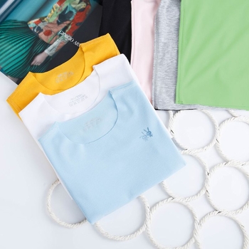 Vaikų unisex trumpomis rankovėmis marškinėliai, Modal–medvilnės mišinys, apvali kaklo linija, švelnus liesti, vasara, 3-8 metų vaikams