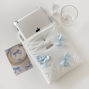 Tahvelarvuti- ja sülearvuti kott, vööndi kujundusega, puuvillane väliskate ja vooder, värske ja magus stiil