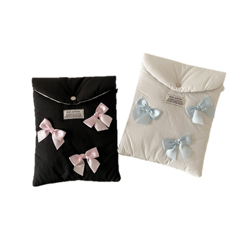 Tahvelarvuti- ja sülearvuti kott, vööndi kujundusega, puuvillane väliskate ja vooder, värske ja magus stiil