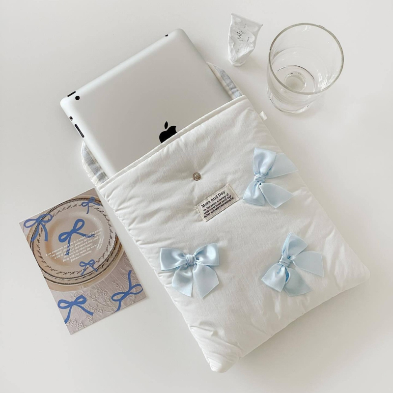 Tahvelarvuti- ja sülearvuti kott, vööndi kujundusega, puuvillane väliskate ja vooder, värske ja magus stiil