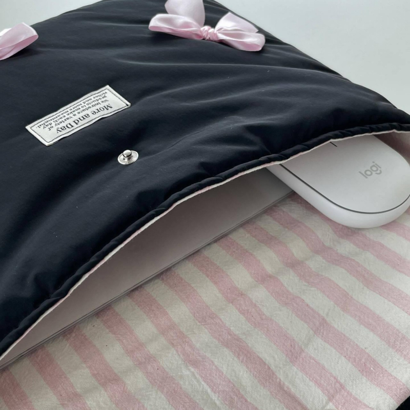 Tahvelarvuti- ja sülearvuti kott, vööndi kujundusega, puuvillane väliskate ja vooder, värske ja magus stiil