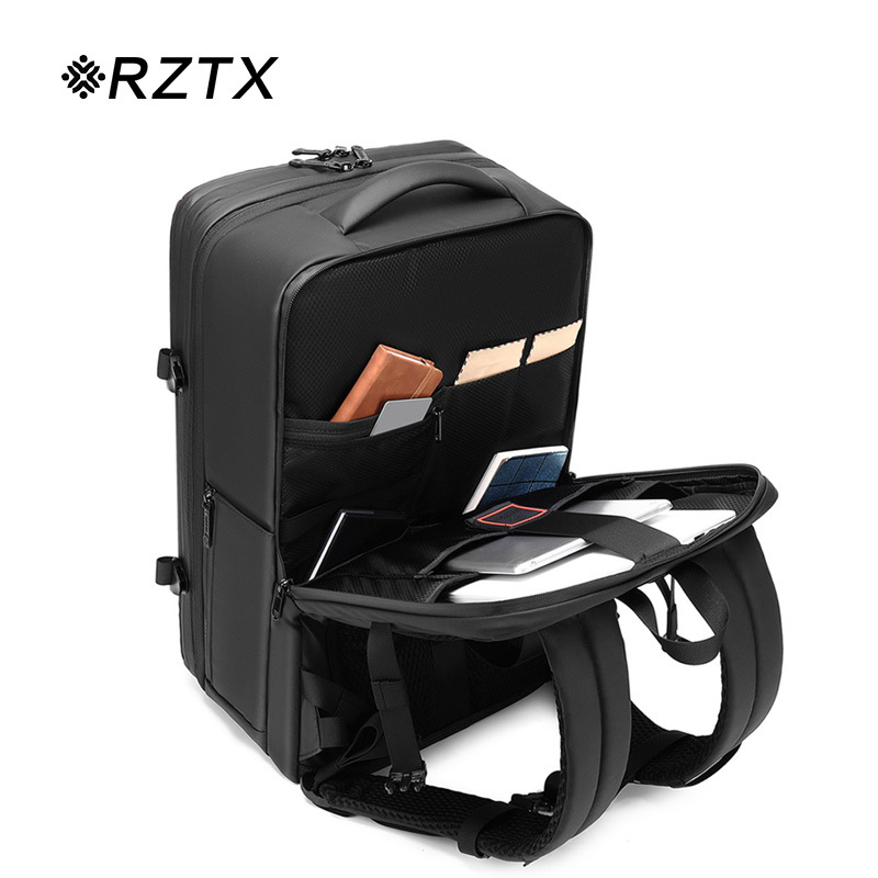 RZTX universāla mugursoma biznesa ceļojumiem, ūdensnecaurlaidīgs membrānas materiāls, tilpums 36–55 L, izliektas plecu siksnas, pavasaris 2025