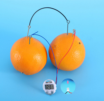 Σετ επιστημονικής εκπαίδευσης: ρολόι με μπαταρία φρούτων — μεταλλικός, ηλεκτρικός, πολυλειτουργικός, για παιδιά 4–6 ετών