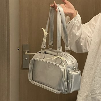 PU crossbody ruksak sa zatvaračem, horizontalni četverokutni oblik, unutarnja pretinica za telefon i unutarnja patch pretinica