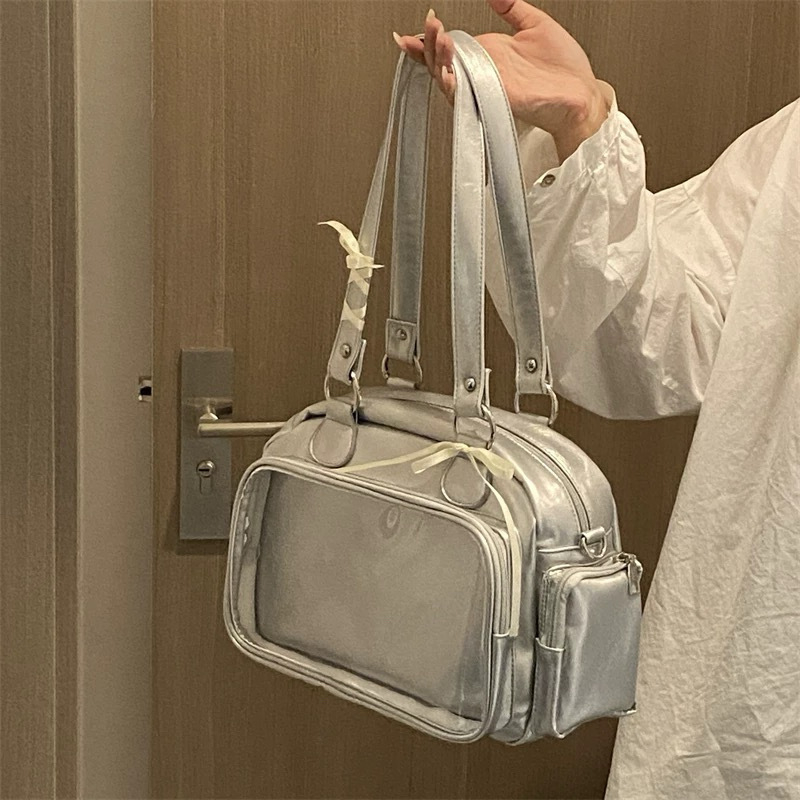 PU crossbody ruksak sa zatvaračem, horizontalni četverokutni oblik, unutarnja pretinica za telefon i unutarnja patch pretinica