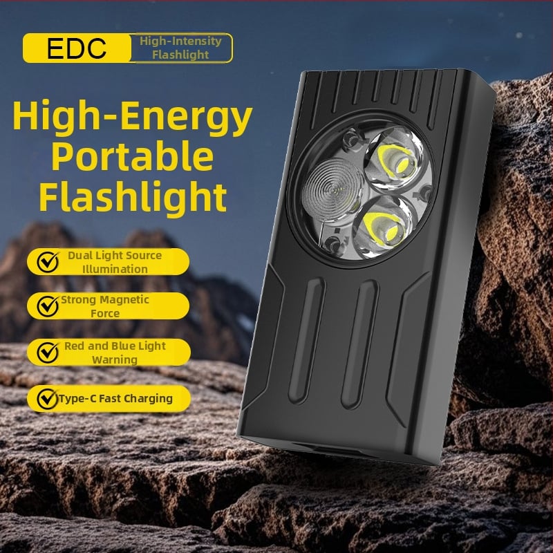 Magnetická mini pracovná LED svietidla EDC, 5W, 400 lm, Type-C rýchle nabíjanie, 120° lúč, dosah 50 m