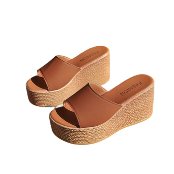 Naiste platvormi sandaalid avatud varbaga, PU ülaosa, kummist talla, ümmarguse varba, talla paksus 6 cm, suvi 2025