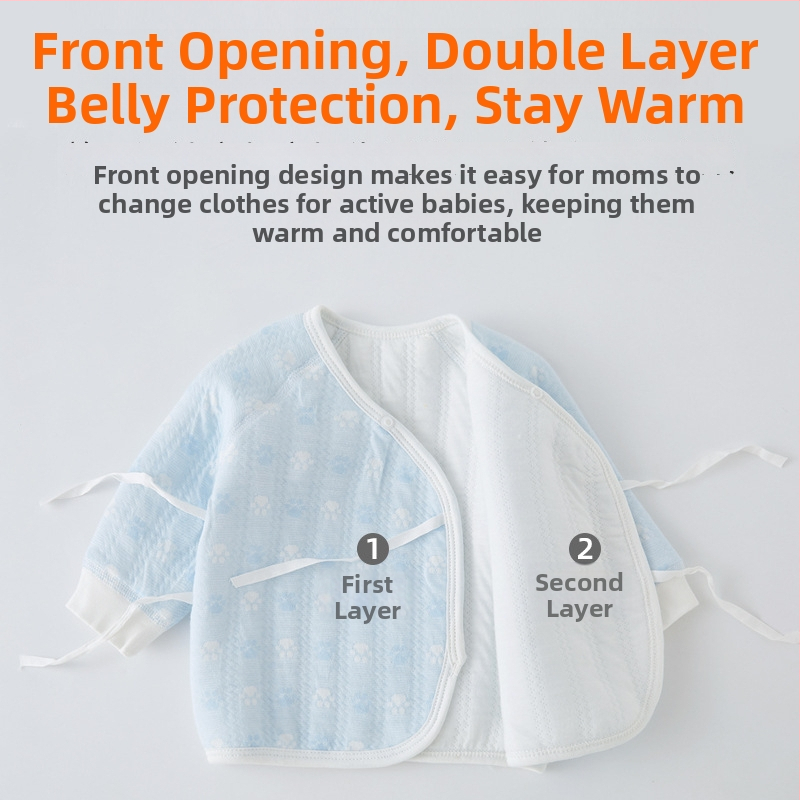 Dvojdielny set spodného prádla v štýle kimono pre novorodencov a batoľatá – jeseň/zima, 100% bavlna