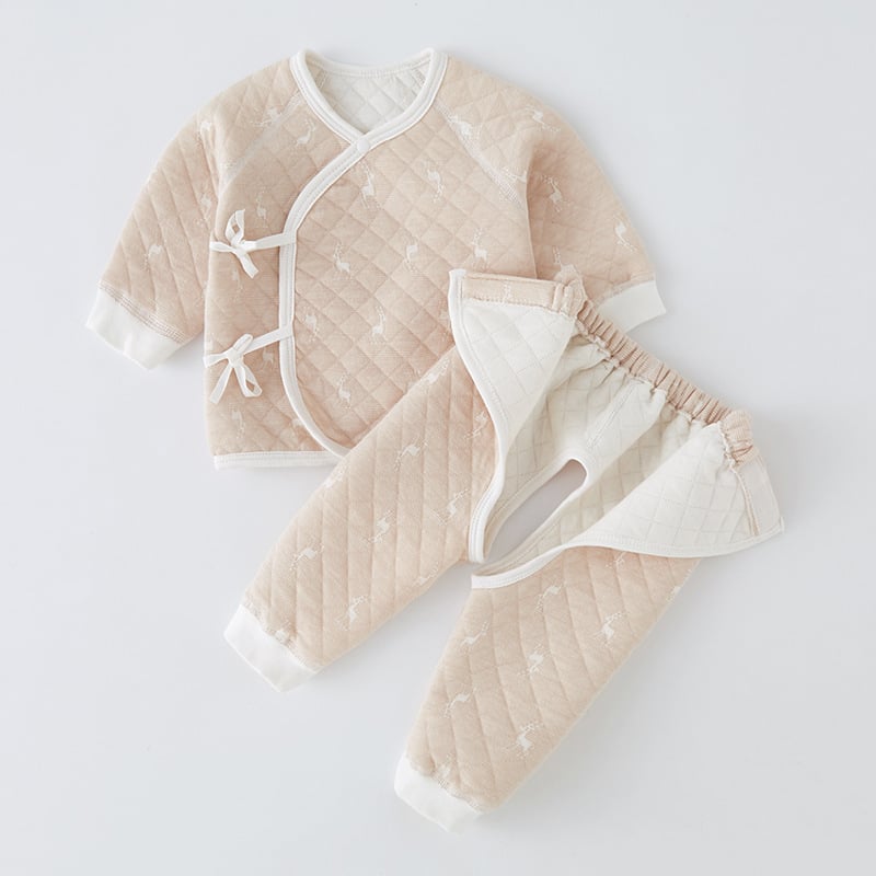 Set din două piese, în stil kimono, pentru nou-născuți și sugari – toamnă/iarnă, 100% bumbac