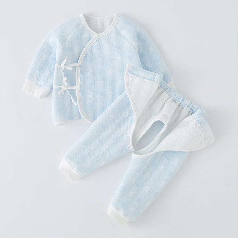 Set din două piese, în stil kimono, pentru nou-născuți și sugari – toamnă/iarnă, 100% bumbac