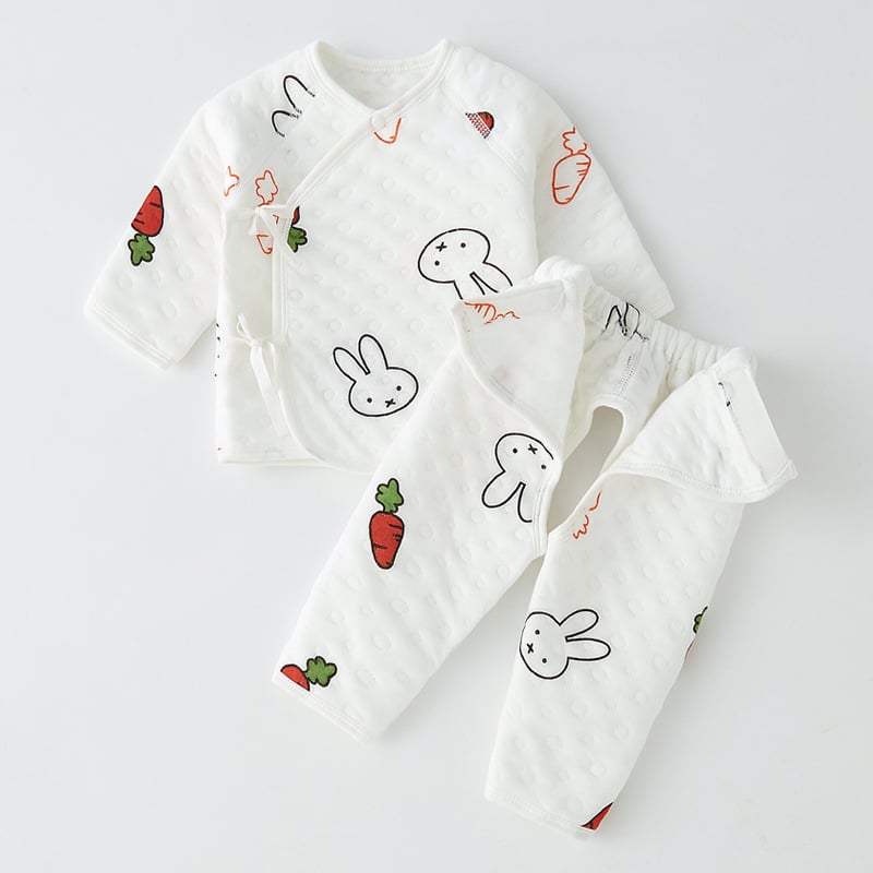 Set din două piese, în stil kimono, pentru nou-născuți și sugari – toamnă/iarnă, 100% bumbac