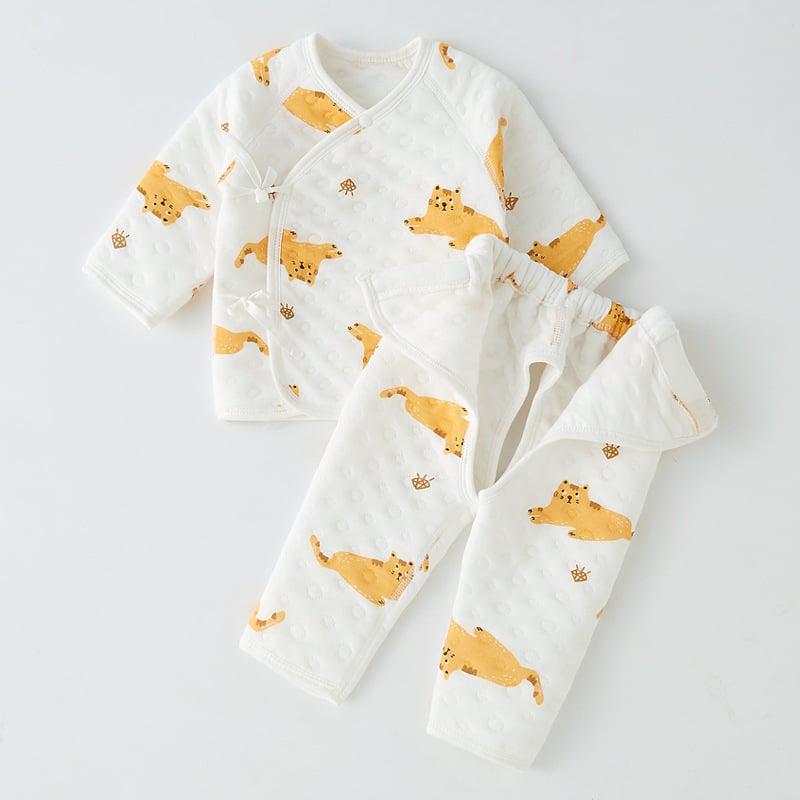 Set din două piese, în stil kimono, pentru nou-născuți și sugari – toamnă/iarnă, 100% bumbac