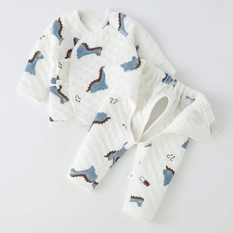 Set din două piese, în stil kimono, pentru nou-născuți și sugari – toamnă/iarnă, 100% bumbac