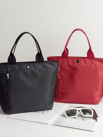 Oxford drobės rankinė miesto minimalistiniam stiliui, horizontalaus kvadrato formos rankinė, užtrauktukas atidarymas, vidinis užtrauktas kišnelė, dvigubi pečių dirželiai