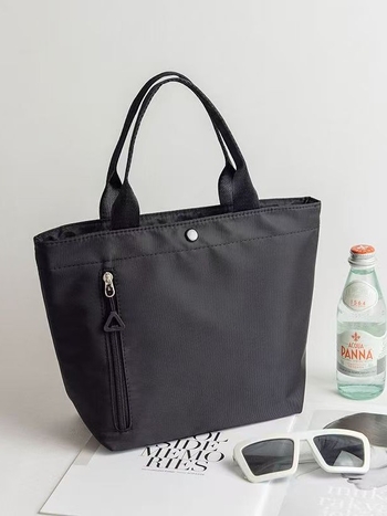 Oxford drobės rankinė miesto minimalistiniam stiliui, horizontalaus kvadrato formos rankinė, užtrauktukas atidarymas, vidinis užtrauktas kišnelė, dvigubi pečių dirželiai