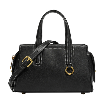 Geantă de damă din piele naturală, piele tratată vegetal, formă orizontală pătrată, fermoar, căptușeală din țesătură