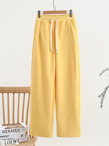 Casual Patchwork Scimitar Pants για γυναίκες, χειμωνιάτικη βαμβάκι-πολυεστέρα ανάμειξη, φαρδιά μέση, τσέπες