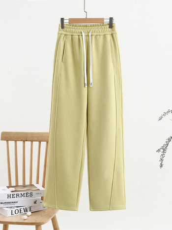 Casual Patchwork Scimitar Pants για γυναίκες, χειμωνιάτικη βαμβάκι-πολυεστέρα ανάμειξη, φαρδιά μέση, τσέπες