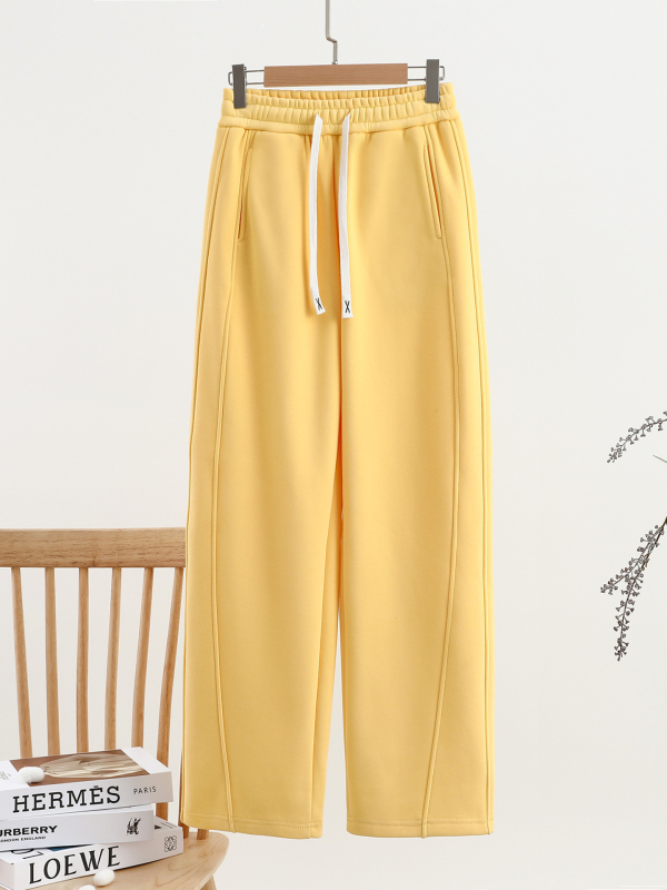 Casual Patchwork Scimitar Pants για γυναίκες, χειμωνιάτικη βαμβάκι-πολυεστέρα ανάμειξη, φαρδιά μέση, τσέπες