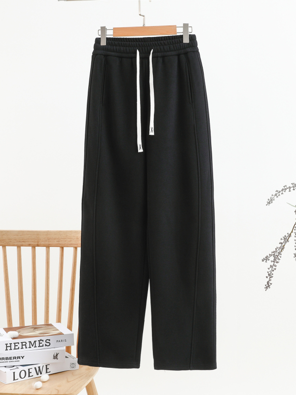 Casual Patchwork Scimitar Pants για γυναίκες, χειμωνιάτικη βαμβάκι-πολυεστέρα ανάμειξη, φαρδιά μέση, τσέπες