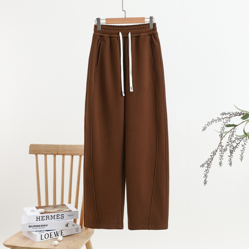 Casual Patchwork Scimitar Pants για γυναίκες, χειμωνιάτικη βαμβάκι-πολυεστέρα ανάμειξη, φαρδιά μέση, τσέπες