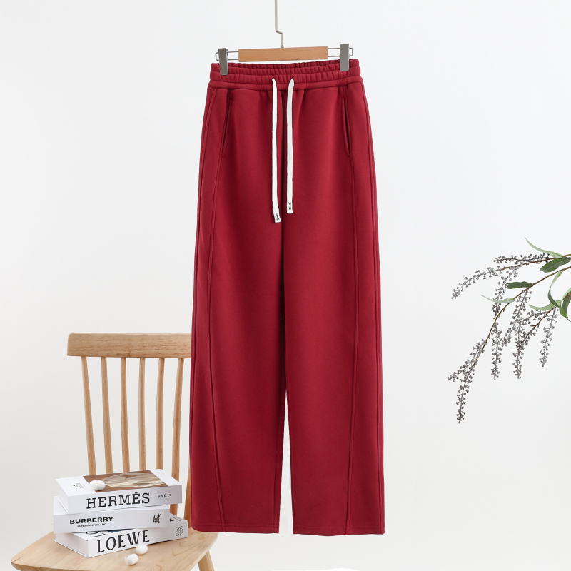 Casual Patchwork Scimitar Pants για γυναίκες, χειμωνιάτικη βαμβάκι-πολυεστέρα ανάμειξη, φαρδιά μέση, τσέπες