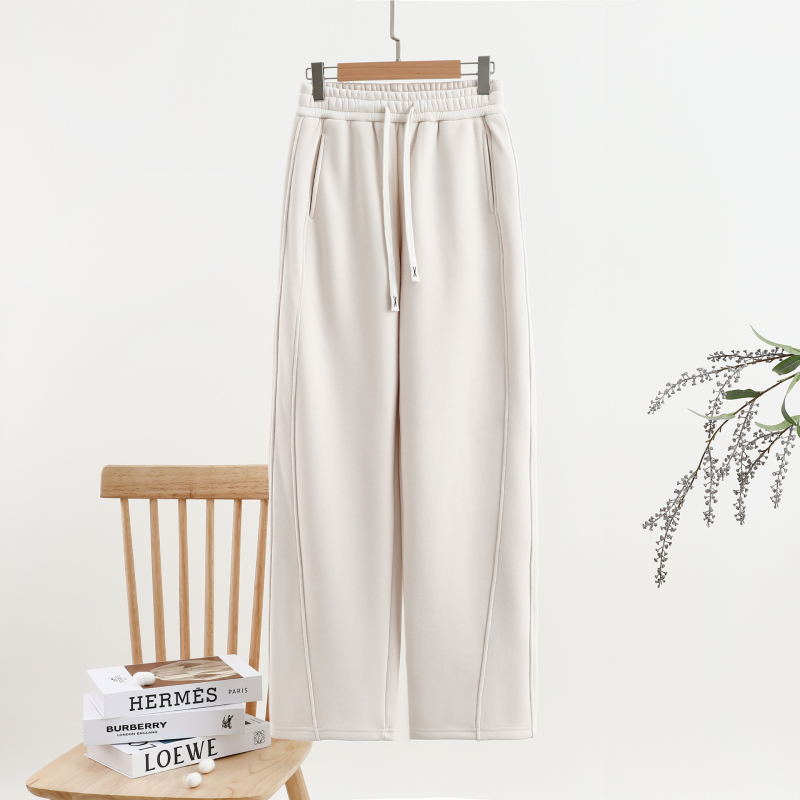 Casual Patchwork Scimitar Pants για γυναίκες, χειμωνιάτικη βαμβάκι-πολυεστέρα ανάμειξη, φαρδιά μέση, τσέπες