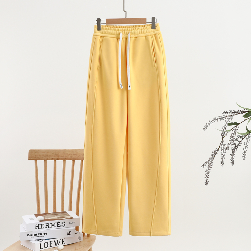 Casual Patchwork Scimitar Pants για γυναίκες, χειμωνιάτικη βαμβάκι-πολυεστέρα ανάμειξη, φαρδιά μέση, τσέπες