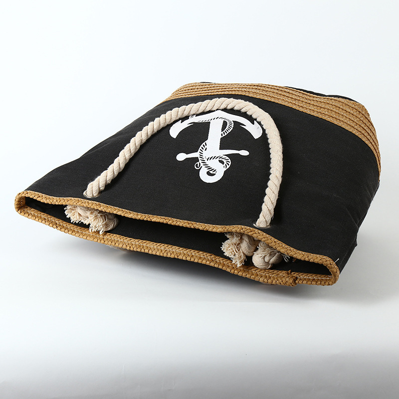 Geantă de umăr din pânză pentru femei, formă ovală, cu fermoar, buzunar ascuns, bretele duble